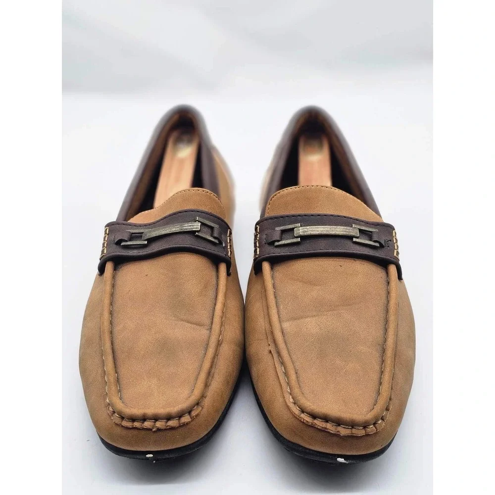Samuel Joseph Loafers Mens Size 12 Tan Excellent Driving Mocs Metal Bit Detail